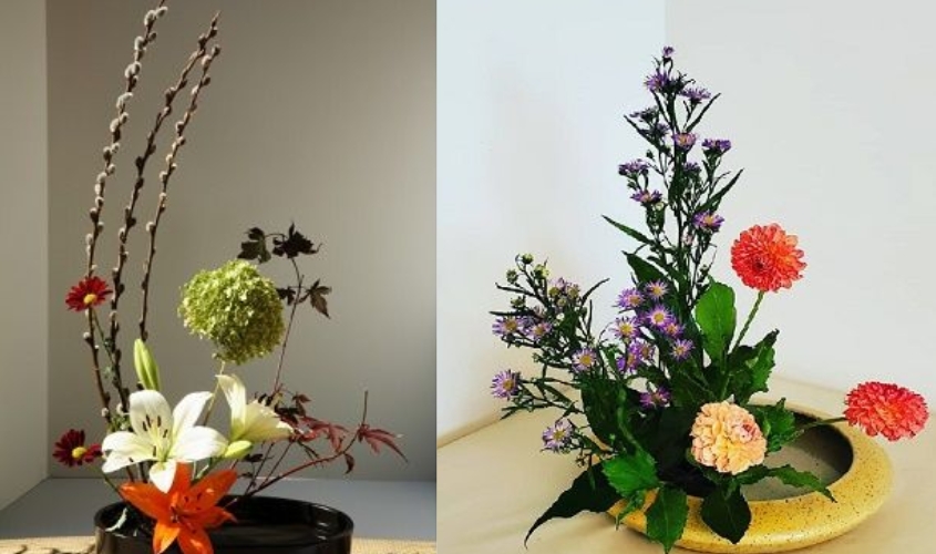 Mẫu cắm hoa đẹp theo hình chữ L số 2