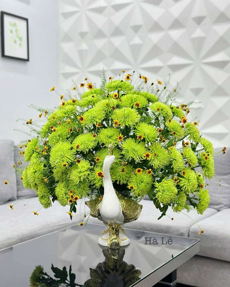 Mẫu cắm hoa đẹp, đơn giản với bình cổ thấp số 9