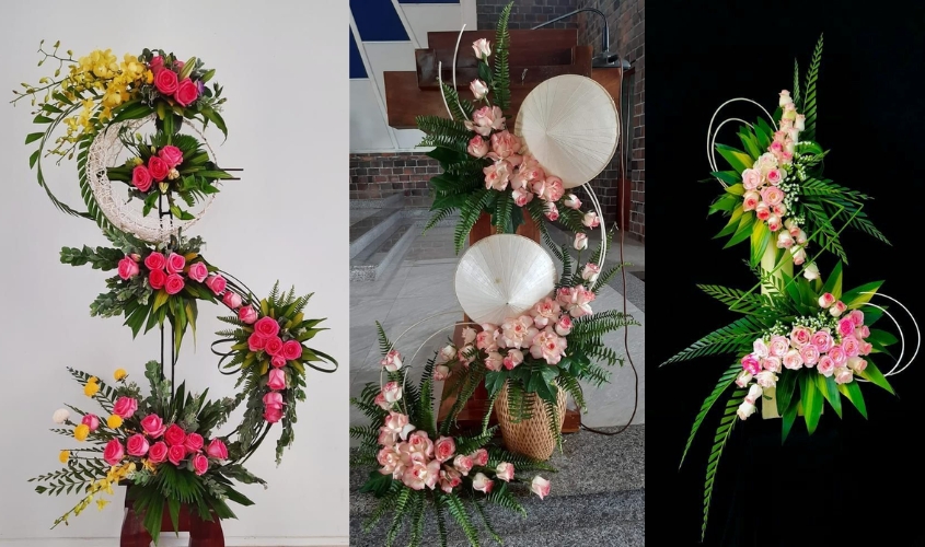 Ý tưởng cắm hoa thi 20/10: Duyên Dáng Việt Nam - Chữ S Mềm Mại