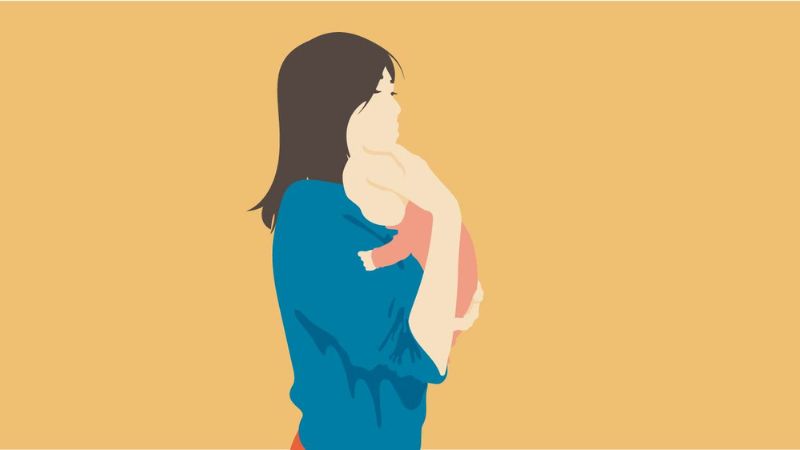 Tư thế bế vác cũng được sử dụng nhiều để giúp trẻ cảm thấy thoải mái Tư thế bế vác cũng được sử dụng nhiều để giúp trẻ cảm thấy thoải mái