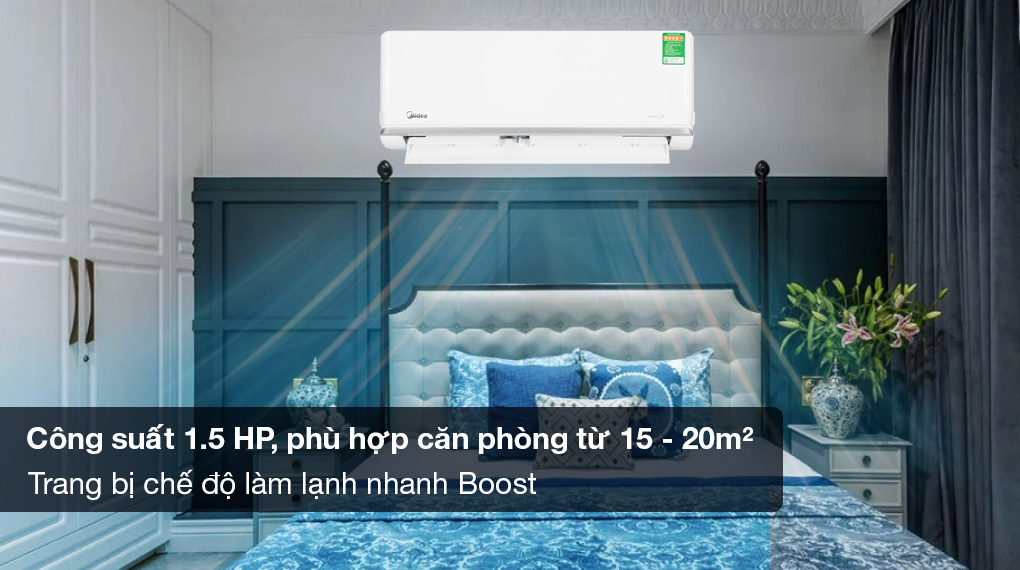 Máy lạnh Midea Inverter 1.5 HP MSAGA-13CRDN8 có nhiều tính năng nổi trội, hỗ trợ mang đến không gian sống trong lành, thoải mái