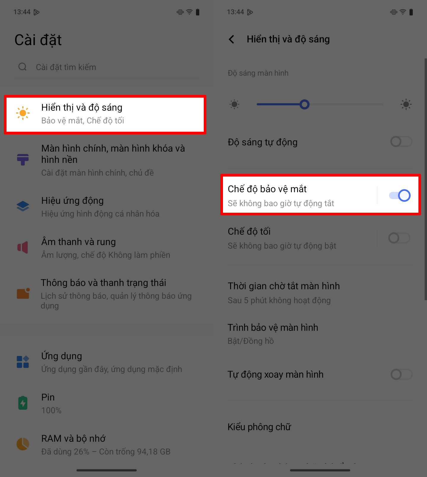 Cách bật chế độ bảo vệ mắt trên vivo Y29 Cách bật chế độ bảo vệ mắt trên vivo Y29