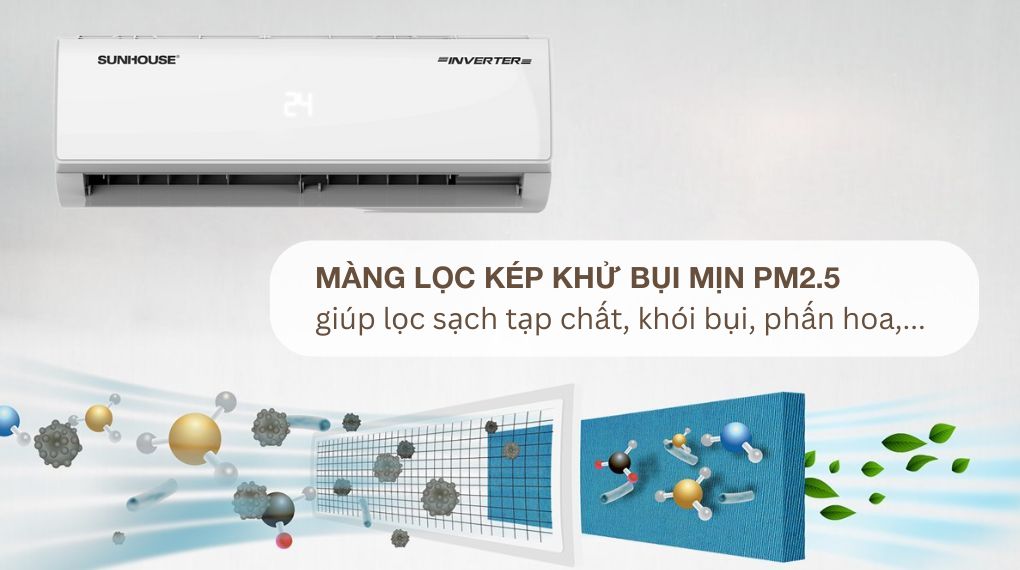 Máy lạnh Sunhouse Inverter 2.5 HP SHR-AW24IC610 có thể làm mát và làm sạch không khí