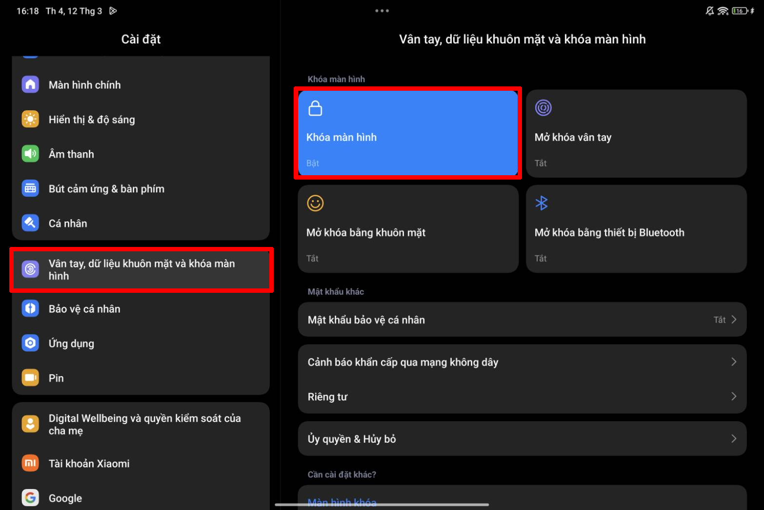 Cách cài mật khẩu màn hình cho Xiaomi Pad 7 | Pad 7 Pro