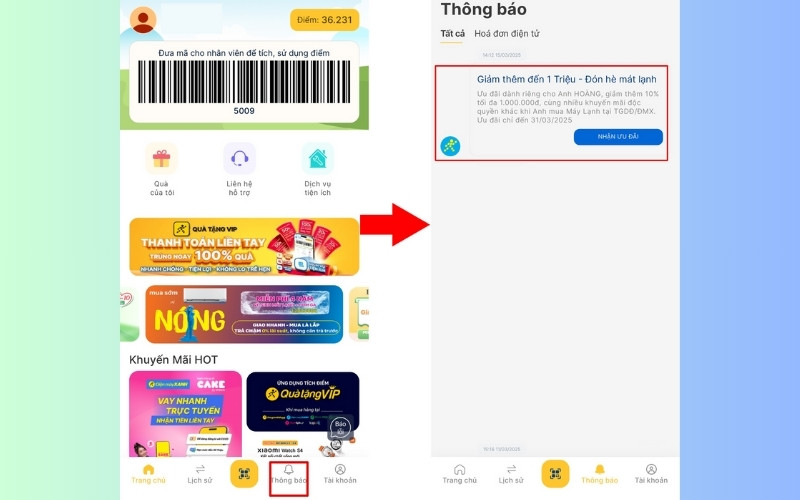 Đăng nhập v&agrave;o app 