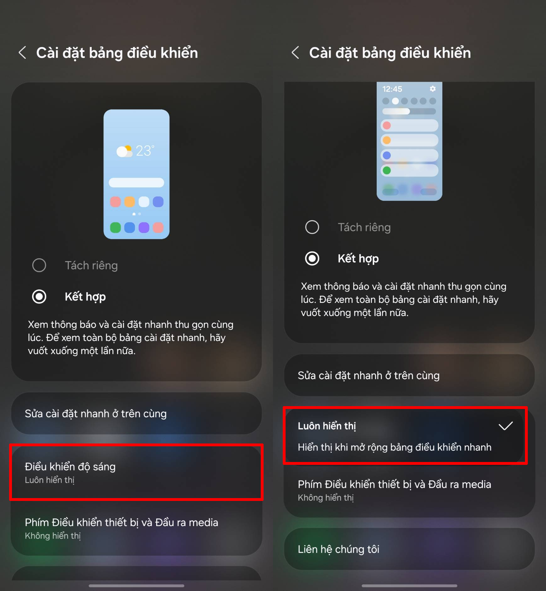Cách gộp thanh trạng thái điện thoại trên Android 15