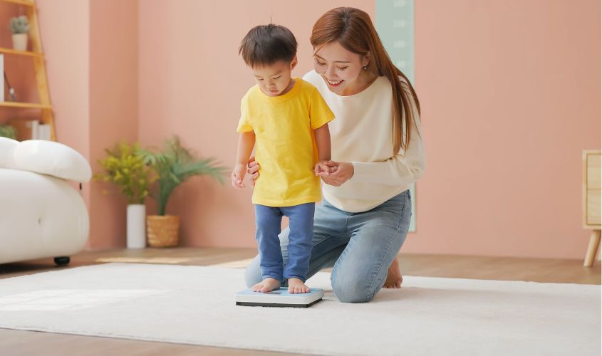 Dấu hiệu dễ nhận thấy nhất là bé chậm tăng cân, thậm chí có nguy cơ suy dinh dưỡng