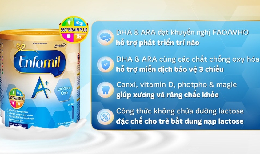 Sữa bột Enfamil A+ LactoFree Care 400g (0 - 12 tháng) dành cho trẻ không dung nạp đường lactose