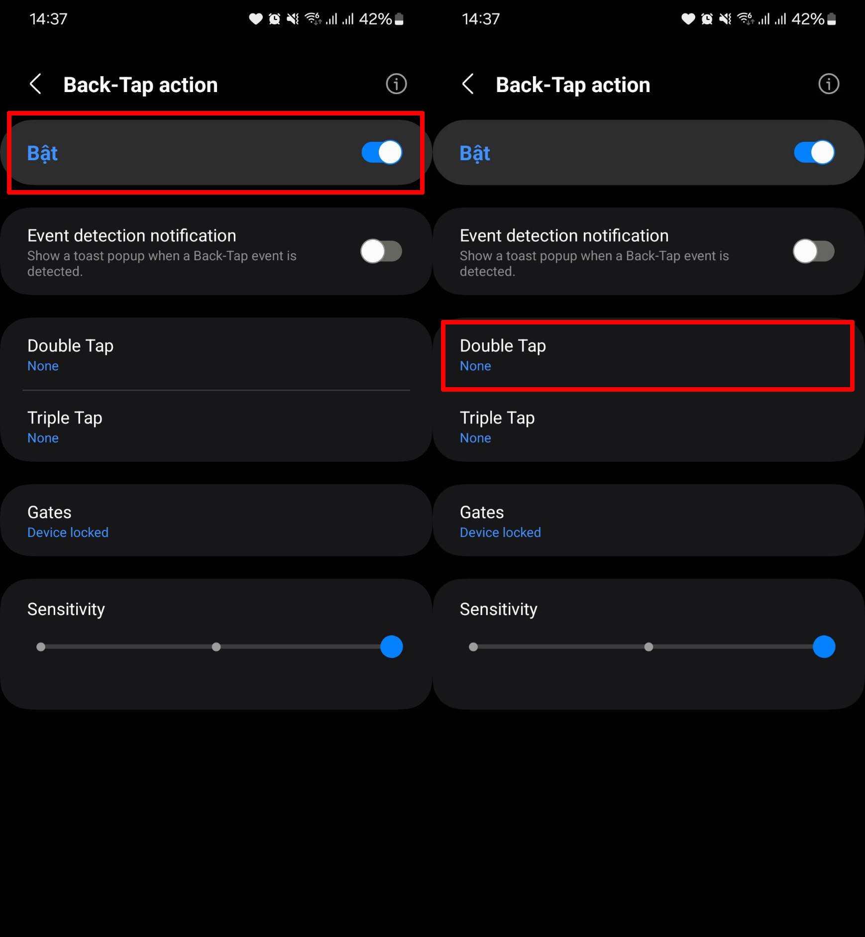 Cách bật gõ mặt lưng chụp màn hình Samsung