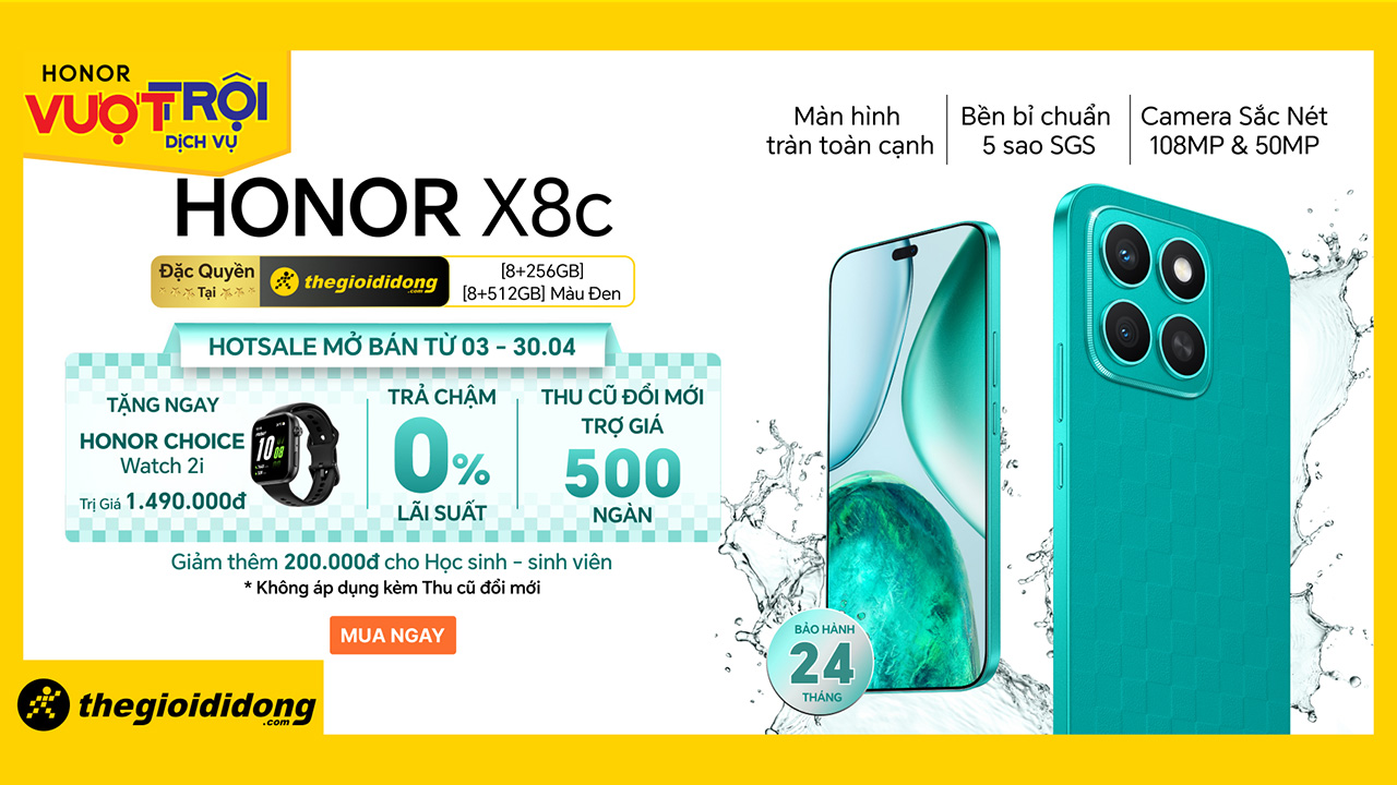 Hotsale mở bán HONOR X8c: Tặng đồng hồ HONOR Watch 2i, bảo hành 24 tháng Hotsale mở bán HONOR X8c: Tặng đồng hồ HONOR Watch 2i, bảo hành 24 tháng