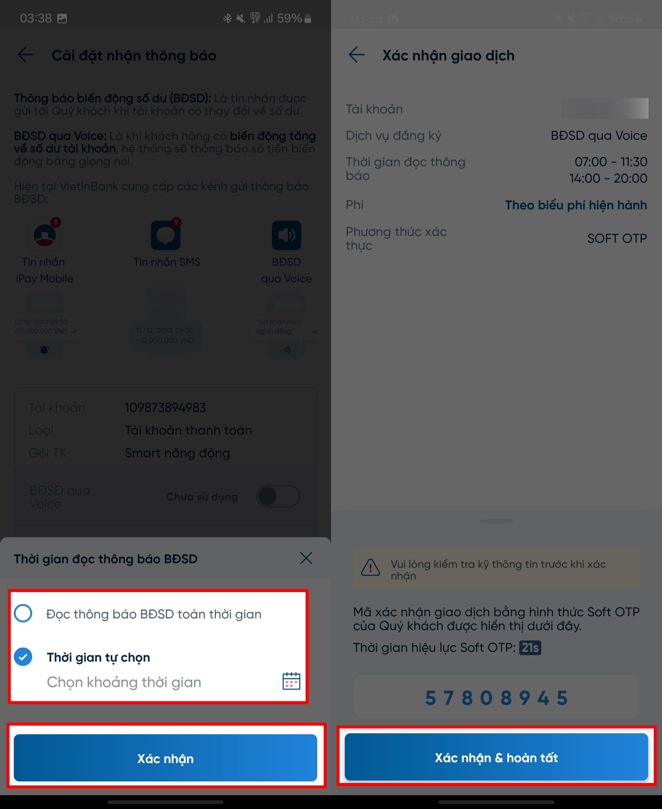 Cách bật thông báo số dư qua giọng nói trên Vietinbank