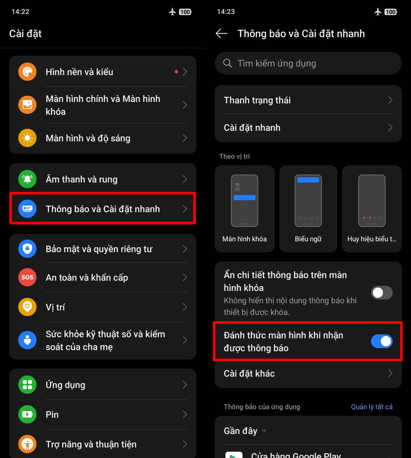 Cách bật sáng màn hình khi có thông báo trên OPPO A5 Pro 