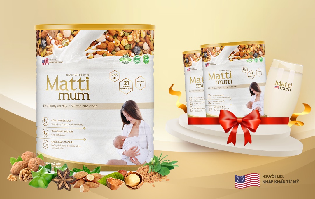 Matti Mum là một trong những sản phẩm sữa hạt lợi sữa tiên phong tại Việt Nam có thành phần 100% từ đạm thực vật Matti Mum là một trong những sản phẩm sữa hạt lợi sữa tiên phong tại Việt Nam có thành phần 100% từ đạm thực vật