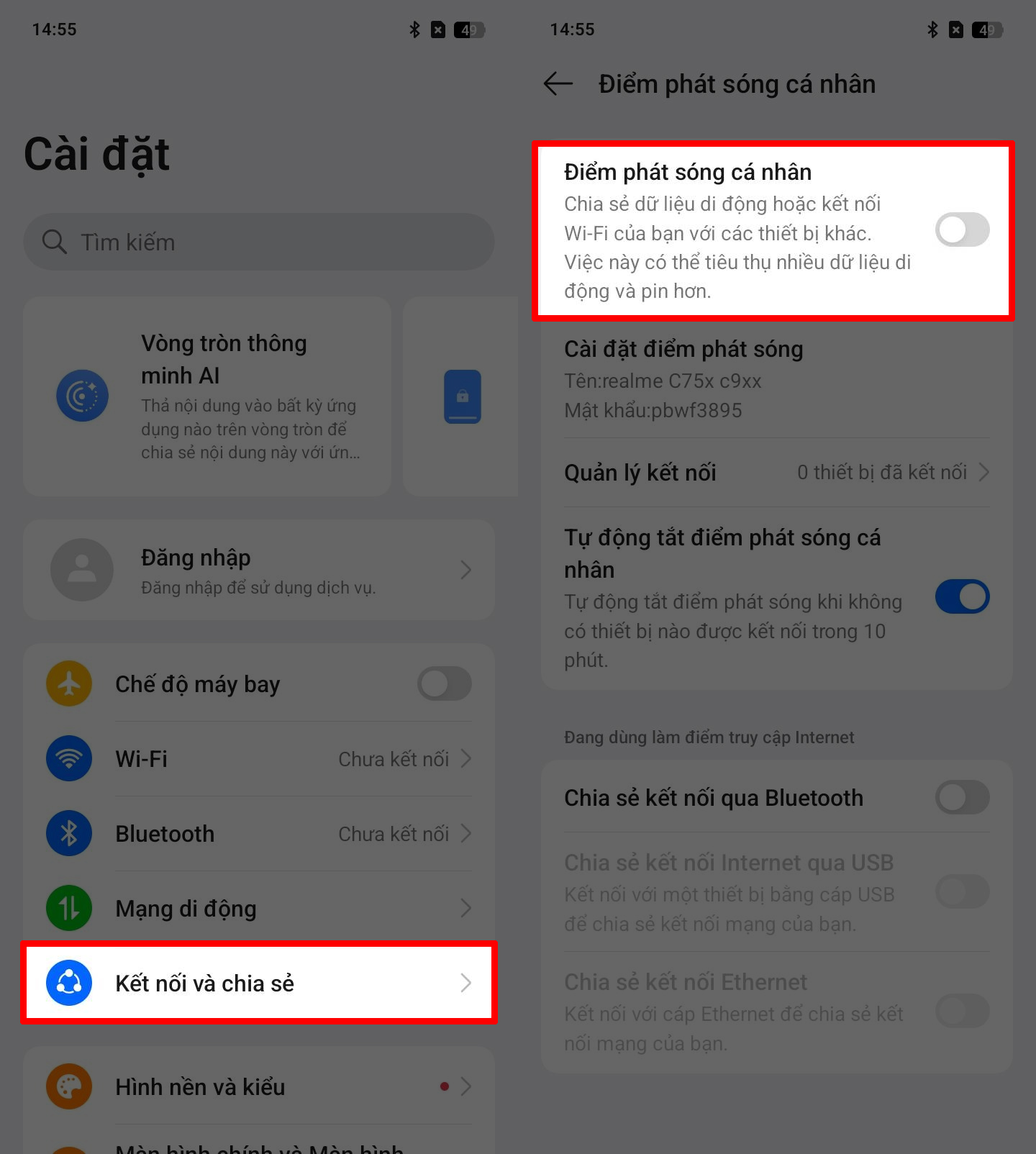 Cách phát mạng trên realme C75x Cách phát mạng trên realme C75x