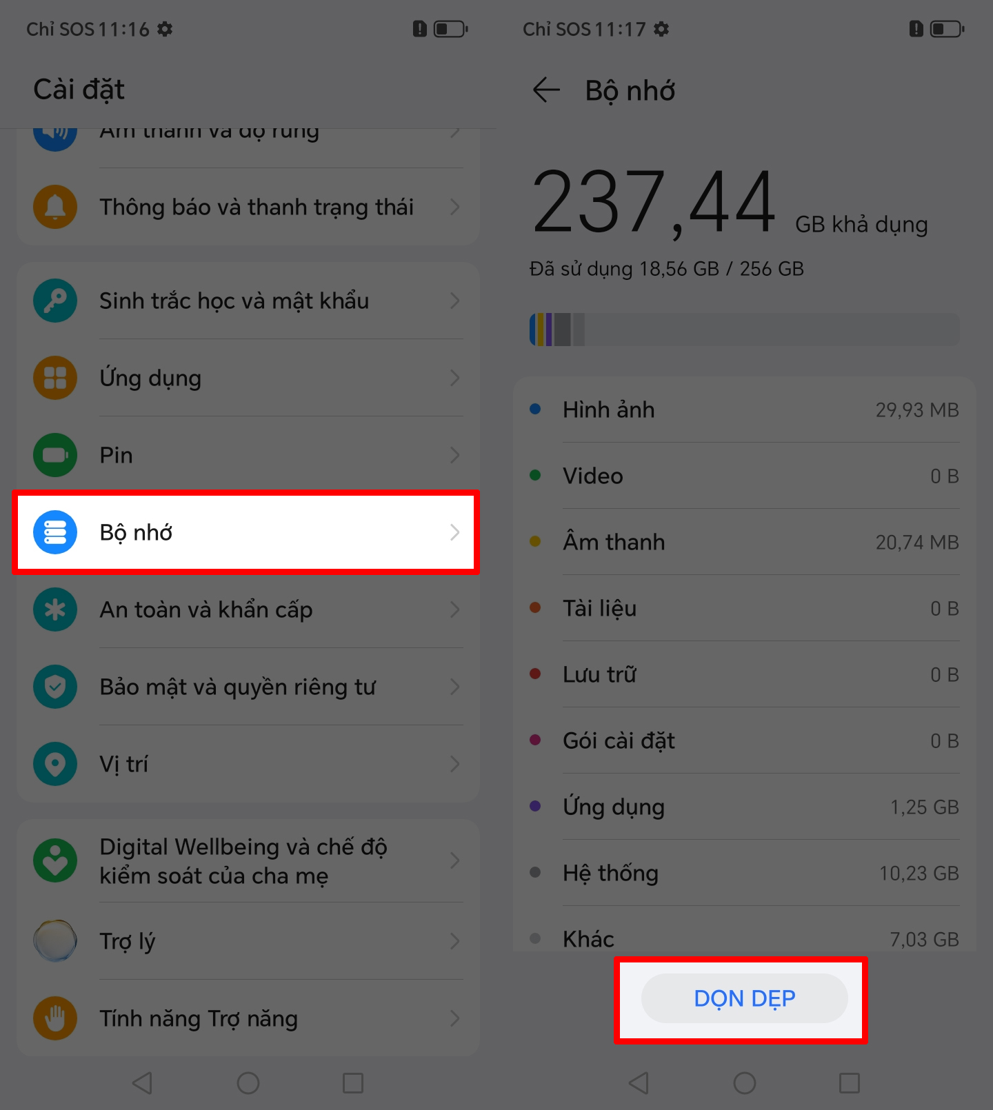 Cách dọn dẹp bộ nhớ trên HONOR X8c
