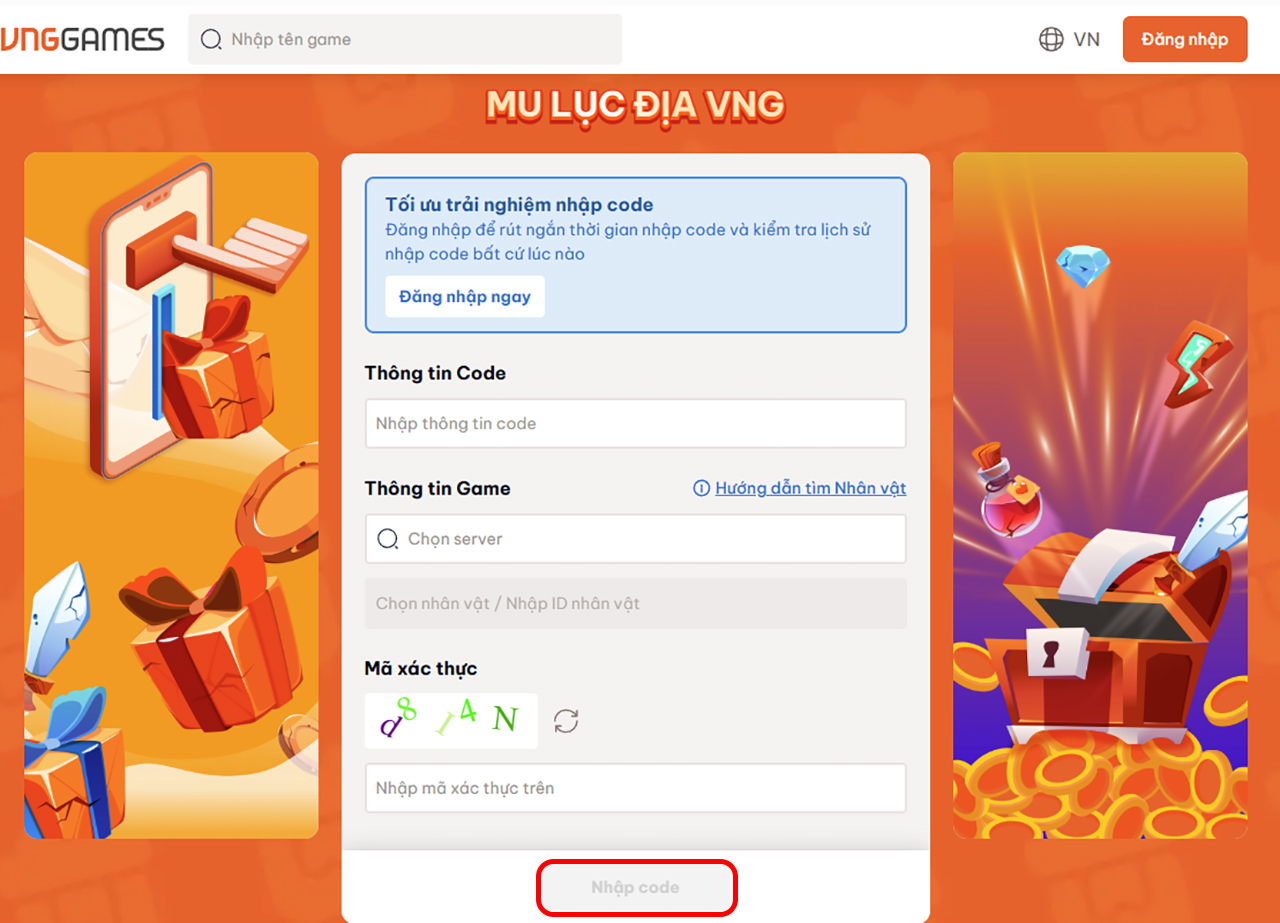 Code MU Lục Địa VNG