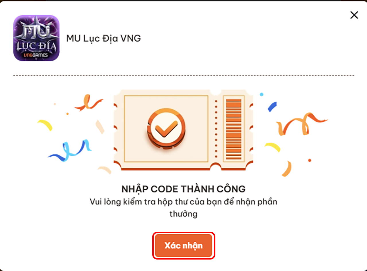Code MU Lục Địa VNG