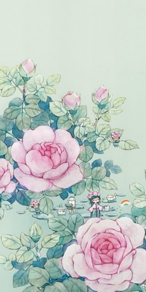 Hình nền hoa hồng chill, tranh vẽ 3 Hình nền hoa hồng chill, tranh vẽ 3
