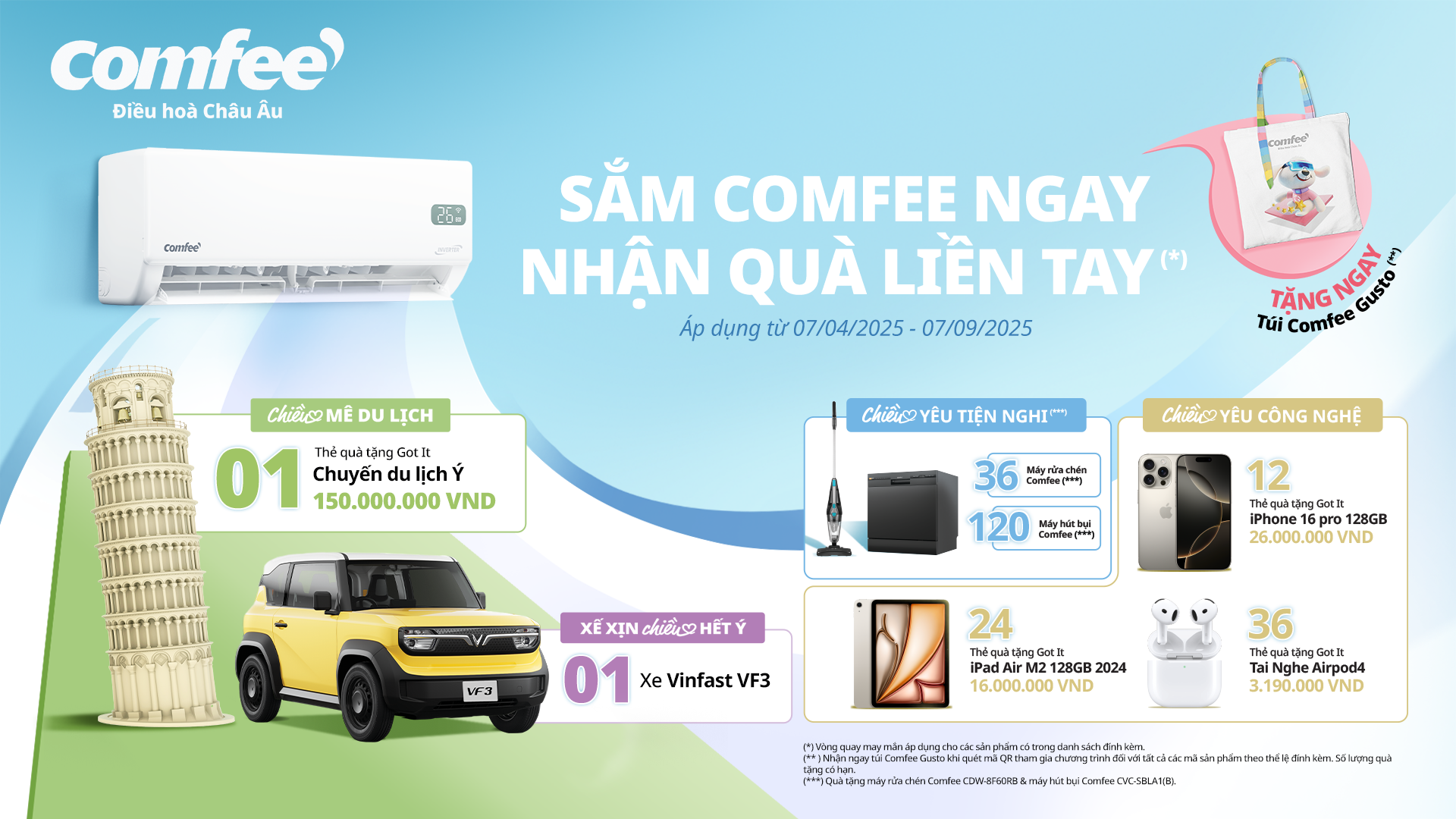 H&egrave; n&oacute;ng ai chiều? Gusto chiều hết &yacute; - Rinh m&aacute;t lạnh, săn qu&agrave; gi&aacute; trị c&ugrave;ng Comfee v&agrave; tận hưởng m&ugrave;a h&egrave; dễ chịu kh&ocirc;ng lo nắng n&oacute;ng!