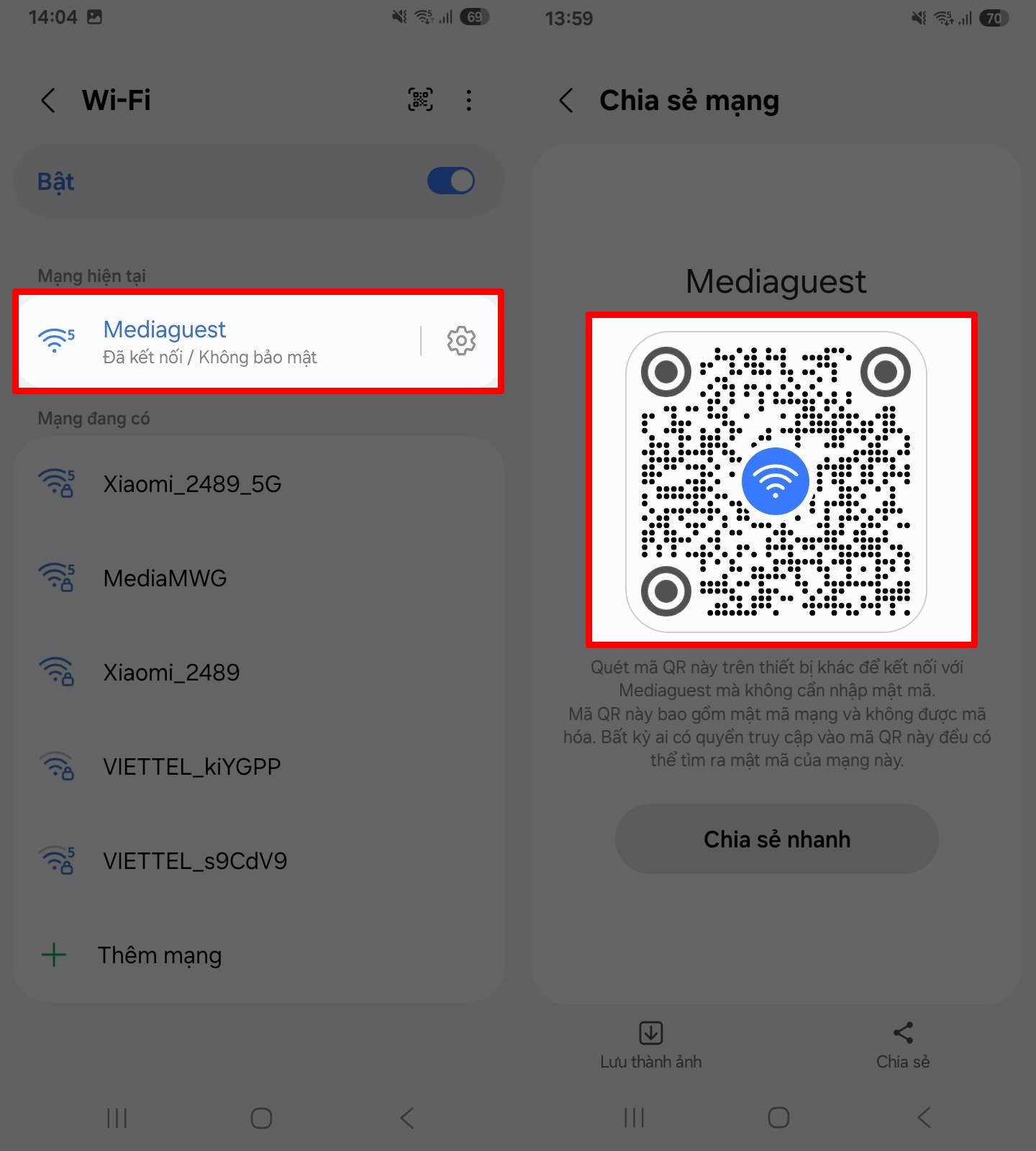 Cách chia sẻ Wi-Fi qua mã QR trên Galaxy A06 5G