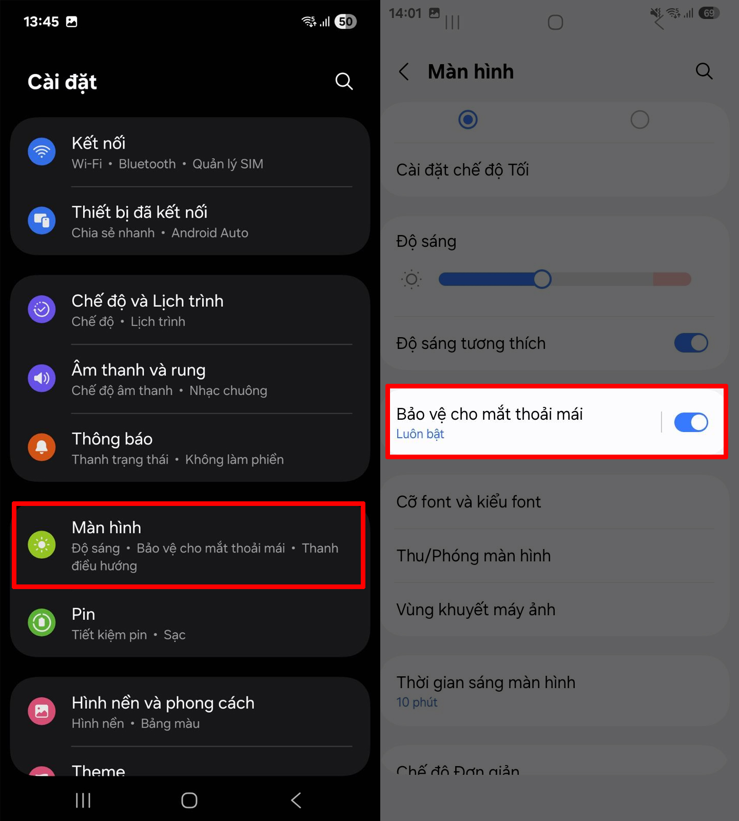 Cách bật bảo vệ mắt trên Galaxy A06 5G Cách bật bảo vệ mắt trên Galaxy A06 5G