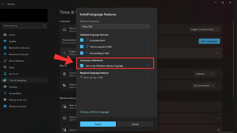 Set as my Windows display language