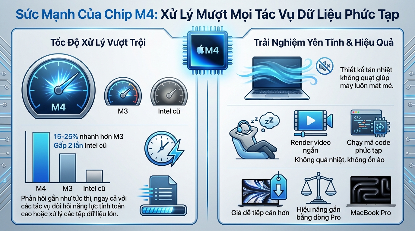 Chip Apple M4 xử lý mượt mà mọi tác vụ