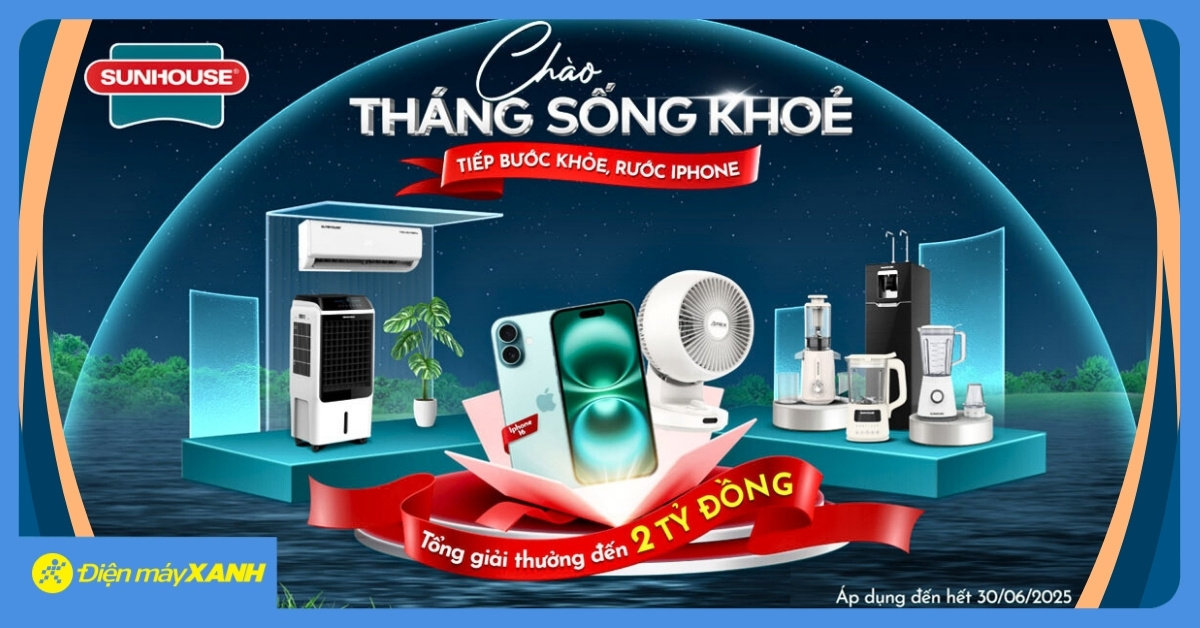 Bắt Nhịp Sống Khỏe Cùng Sunhouse - Mua Sản Phẩm Trúng Iphone 16, Quạt Tuần Hoàn Không Khí Từ 7/4 Đến 30/6/2025
