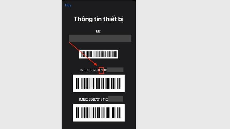 Xem số thứ 7 và thứ 8 của dãy IMEI Xem số thứ 7 và thứ 8 của dãy IMEI