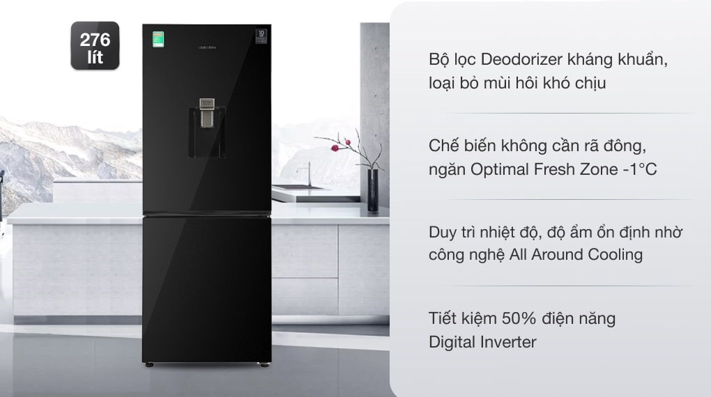Tủ lạnh Samsung Inverter 276 lít RB27N4190BU/SV có thiết kế ngăn đá dưới tiện lợi sắp xếp thực phẩm