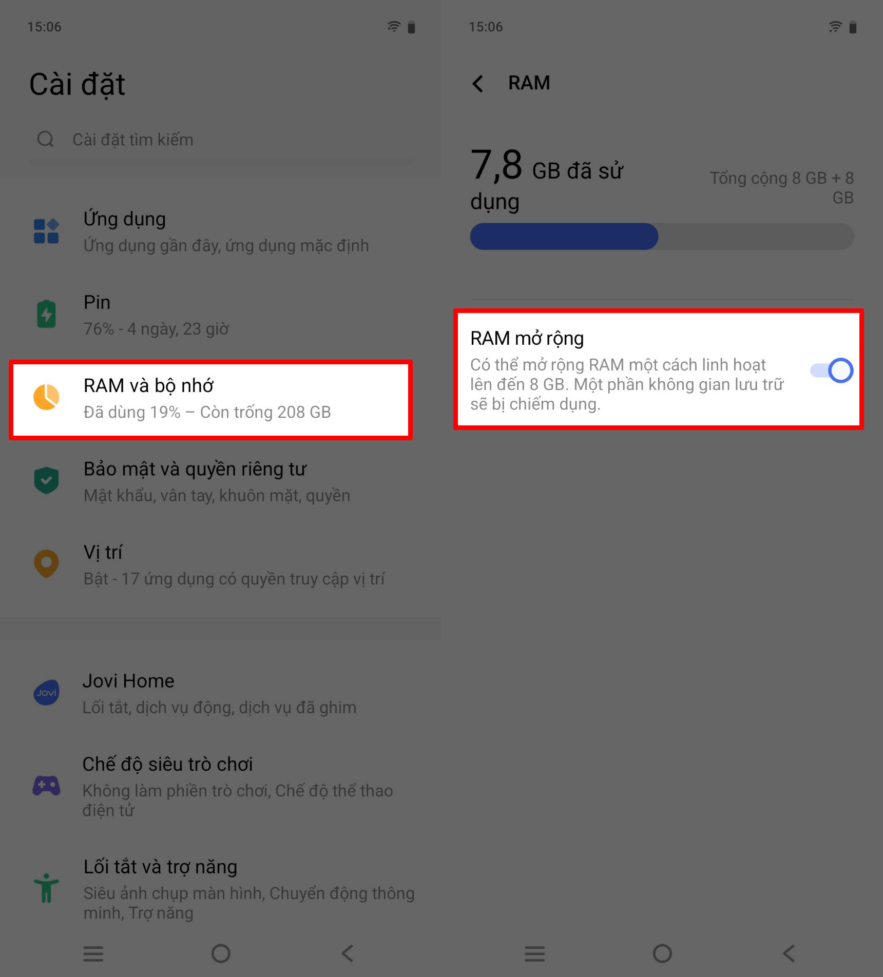 Cách mở rộng RAM trên vivo V50 Lite Cách mở rộng RAM trên vivo V50 Lite