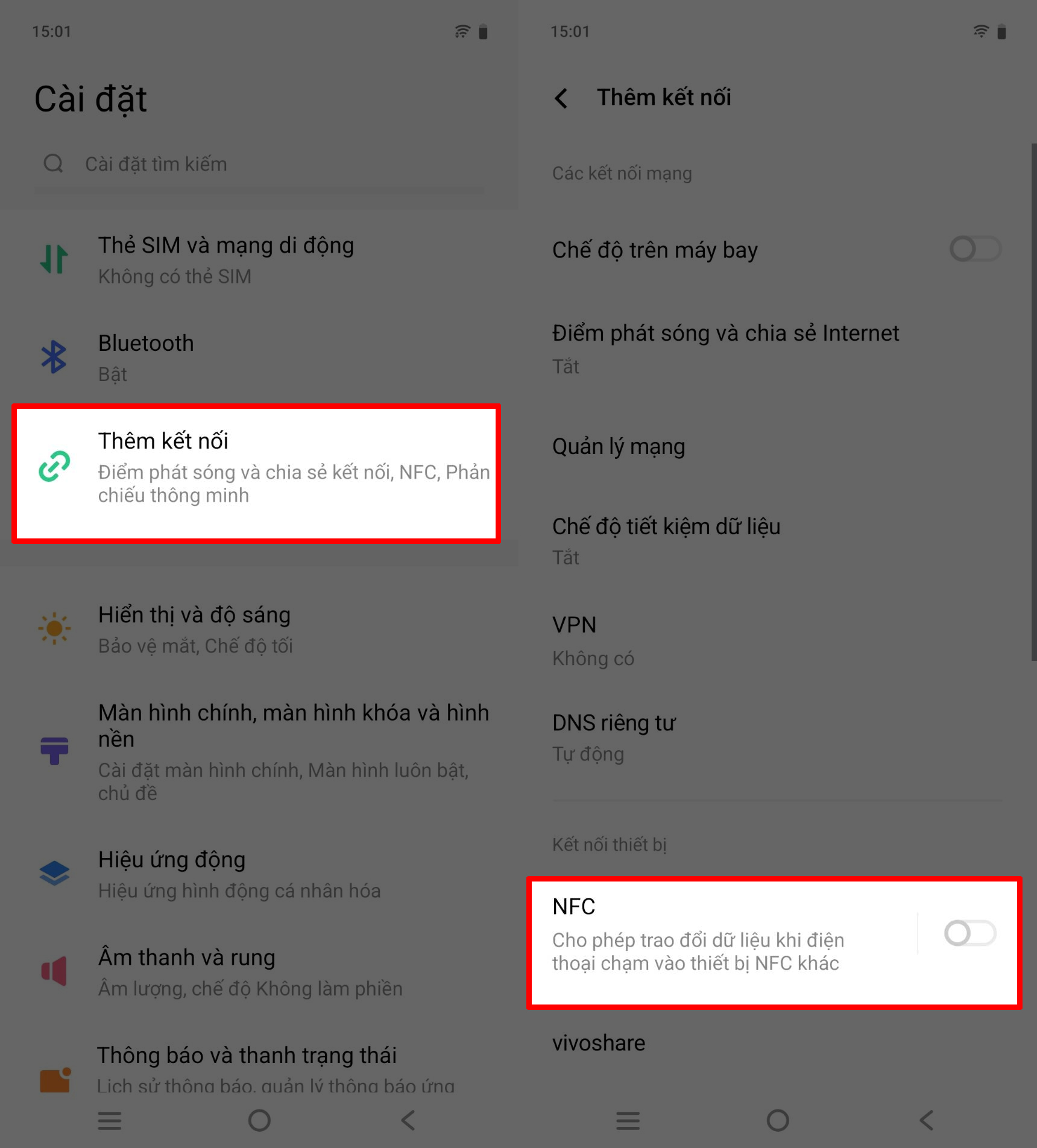Cách bật NFC trên vivo V50 Lite Cách bật NFC trên vivo V50 Lite
