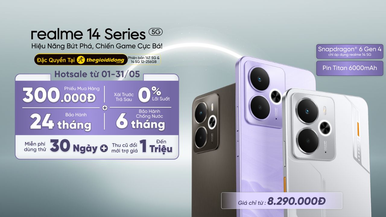 Hotsale mở bán realme 14 series: Gửi bạn 7 ưu đãi khủng, giá chỉ từ 8.29 triệu