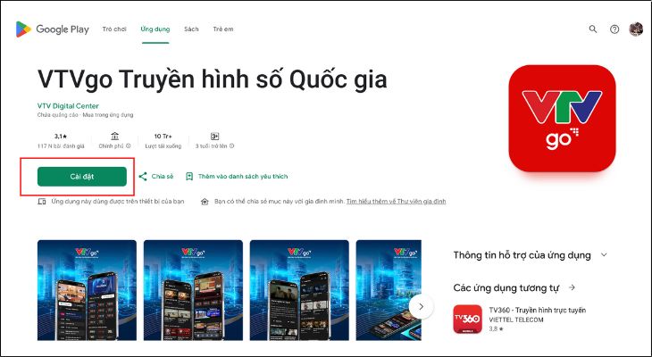 Tải và cài đặt ứng dụng VTVgo trên điện thoại của bạn