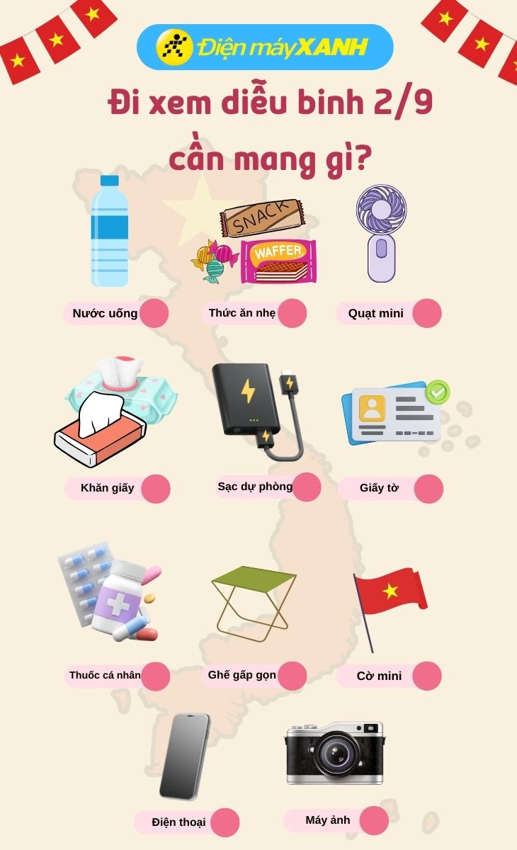 Các vật dụng cá nhân thiết yếu khi đi xem diễu binh