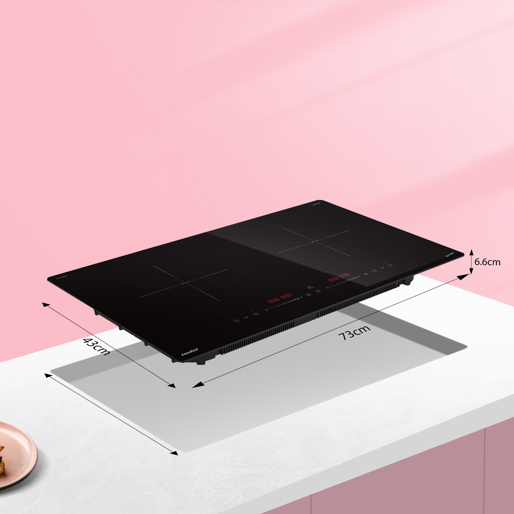 Bếp từ đôi lắp âm Comfee CIH-40DHE có mặt kính Ceramic - Hegon chịu nhiệt lên đến 800°C và chịu lực lên đến 150 kg