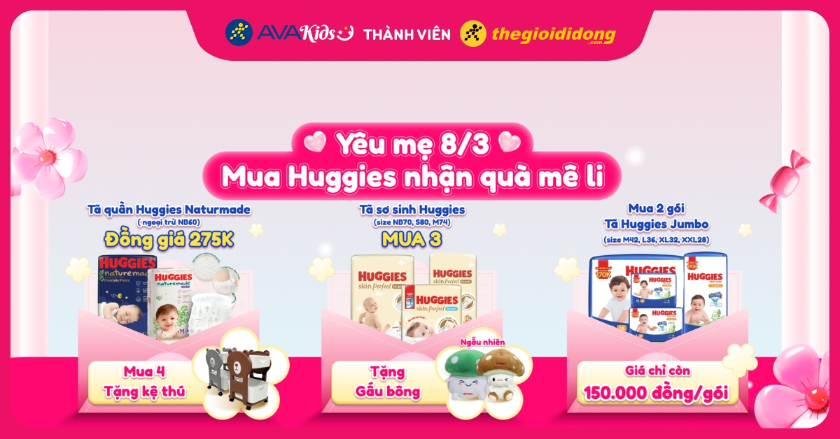Tã bỉm Huggies siêu sale tặng bé