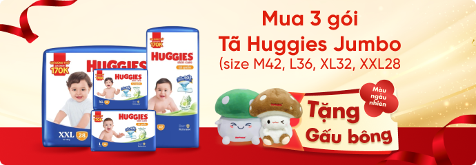 Mua 3 gói Tã Huggies Jumbo tặng gấu bông