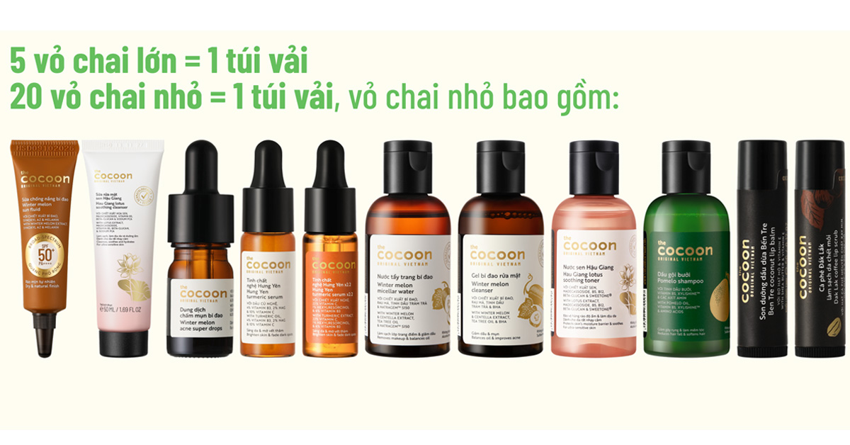 Nhận quà khi tham gia đổi vỏ chai cũ Cocoon Nhận quà khi tham gia đổi vỏ chai cũ Cocoon