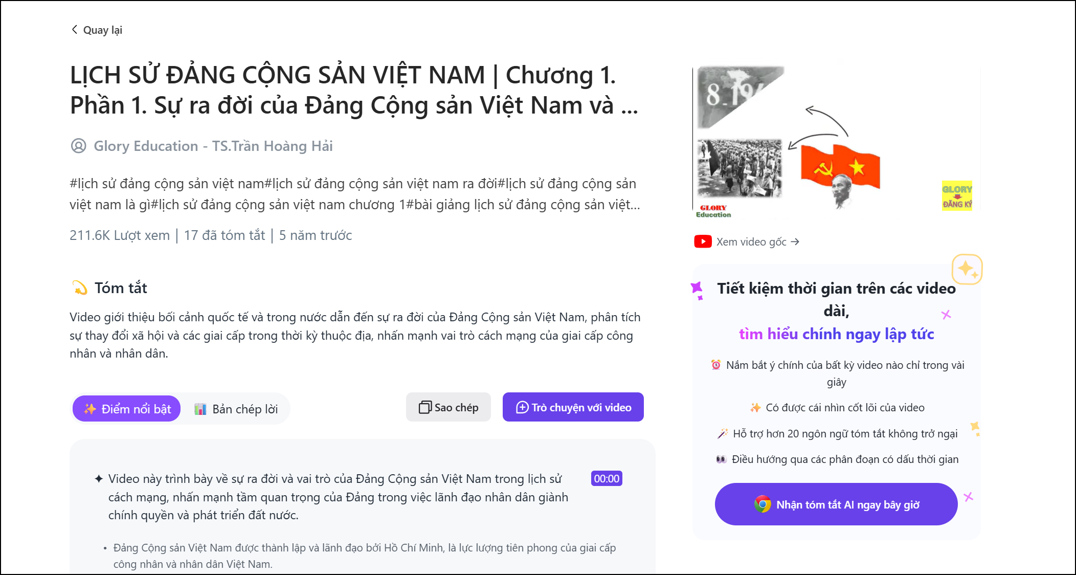 Cách tóm tắt video YouTube bằng AI