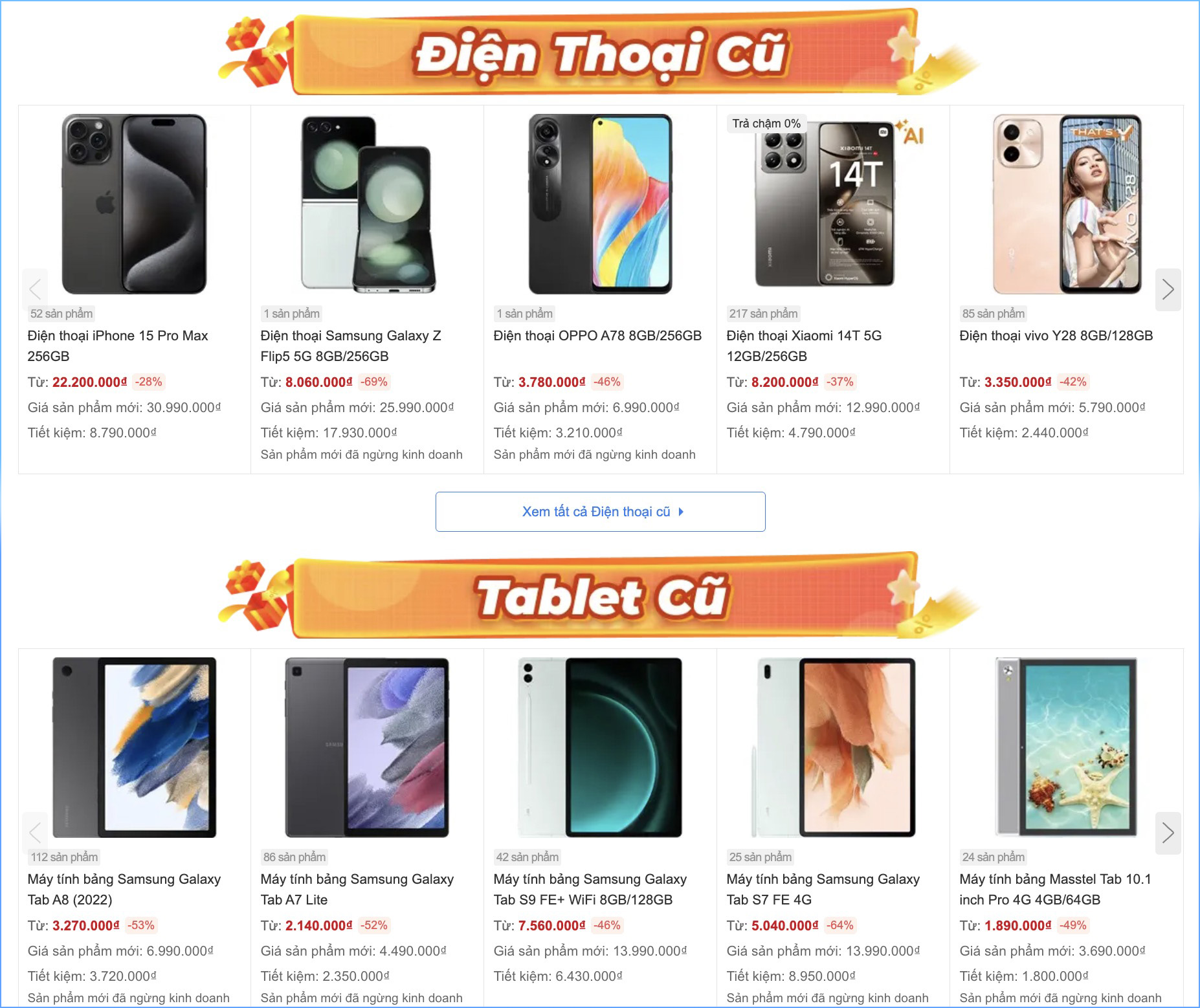 Điện thoại và máy tính bảng đã sử dụng giá tốt, deal ngon, tiết kiệm đến 45%, mua ngay tại TGDĐ Điện thoại và máy tính bảng đã sử dụng giá tốt, deal ngon, tiết kiệm đến 45%, mua ngay tại TGDĐ