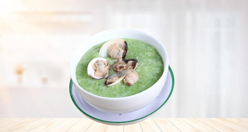 Hình minh hoạ cháo nghêu cải thìa