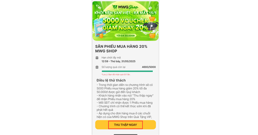 Chọn THU THẬP NGAY