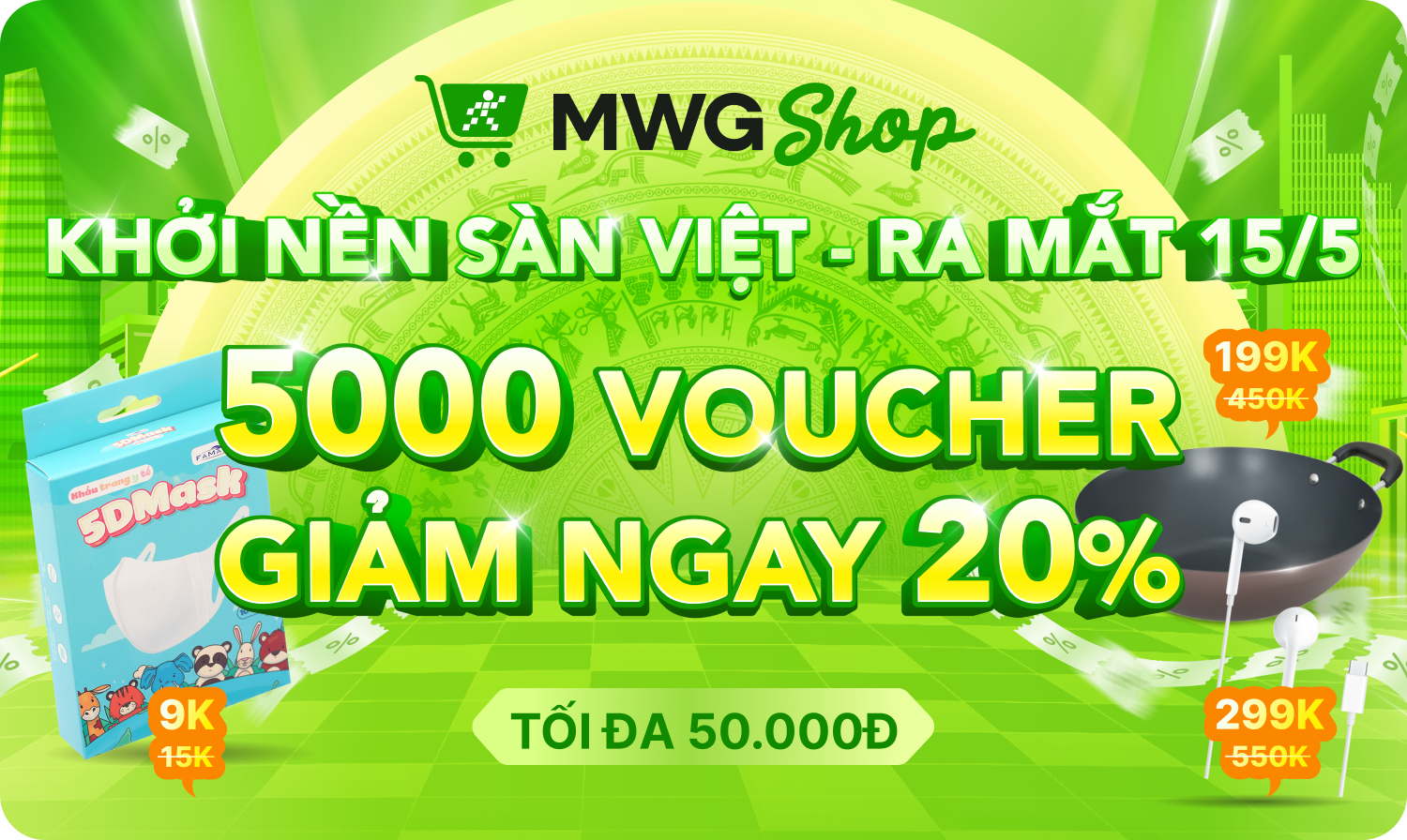 PMH giảm 20% tối đa 50.000đ cho MWG Shop