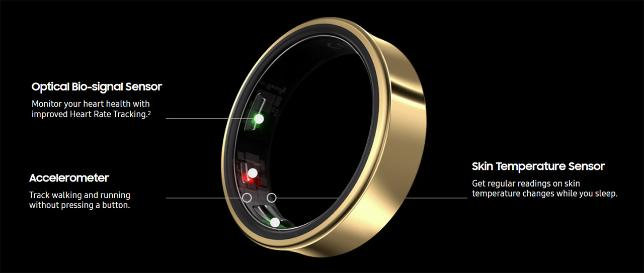 Galaxy Ring mang đến loạt cảm biến theo dõi sức khoẻ đầy tiên tiến. Galaxy Ring mang đến loạt cảm biến theo dõi sức khoẻ đầy tiên tiến.