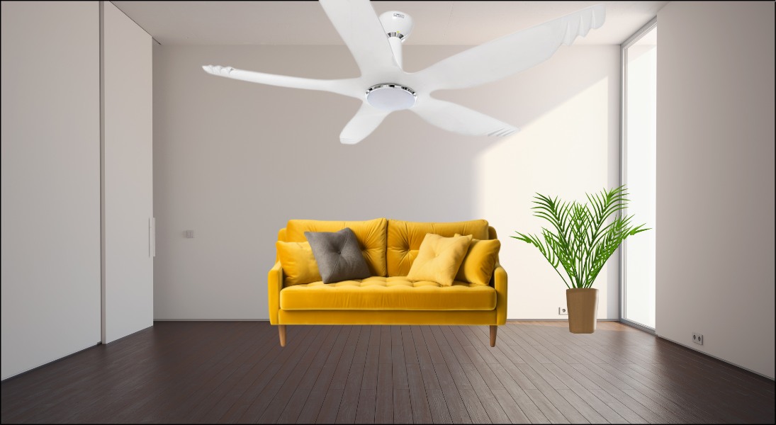 Quạt trần AC 5 cánh DC inverter ACF04D605 với công suất hoạt động 50W kết hợp đèn LED chiếu sáng công suất 20W