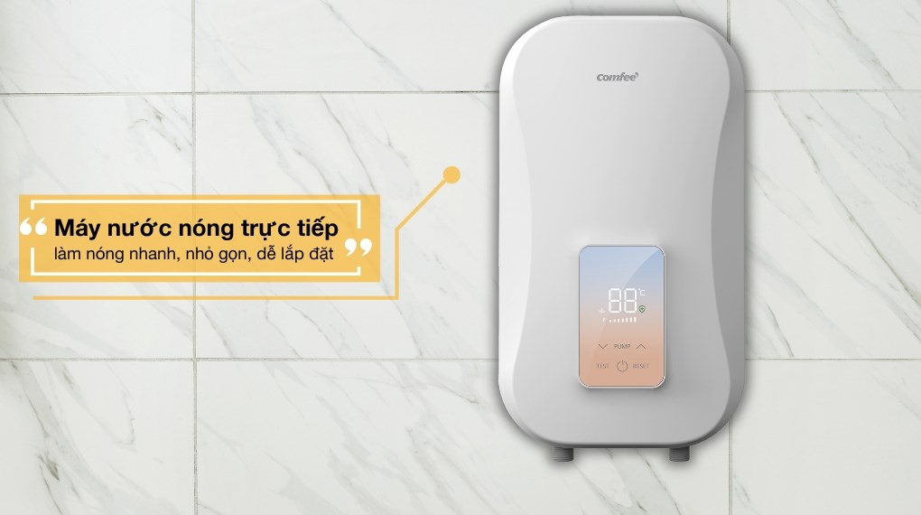 Máy nước nóng trực tiếp Comfee 4500W CWH-45EPGPVN(W)-CB có kiểu dáng hiện đại, sang trọng