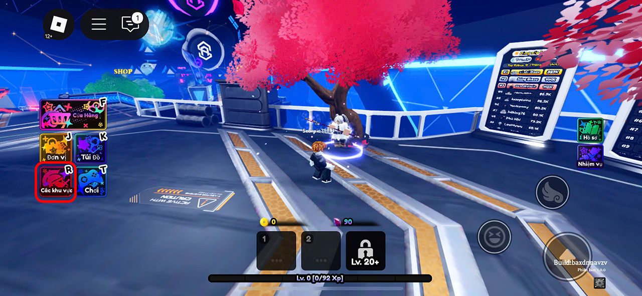 Chọn Các khu vực