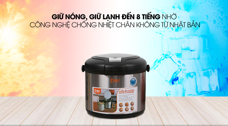 Ủ nhiệt chân không không dùng điện, giữ nóng/lạnh đến 8 tiếng, tiện lợi và tiết kiệm điện