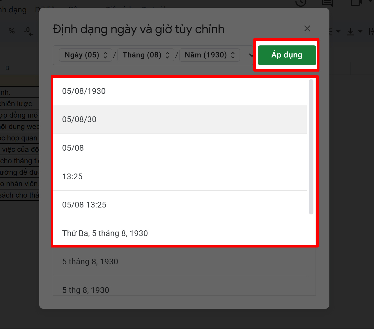 Cách sửa lỗi định dạng ngày tháng trong Google Sheet